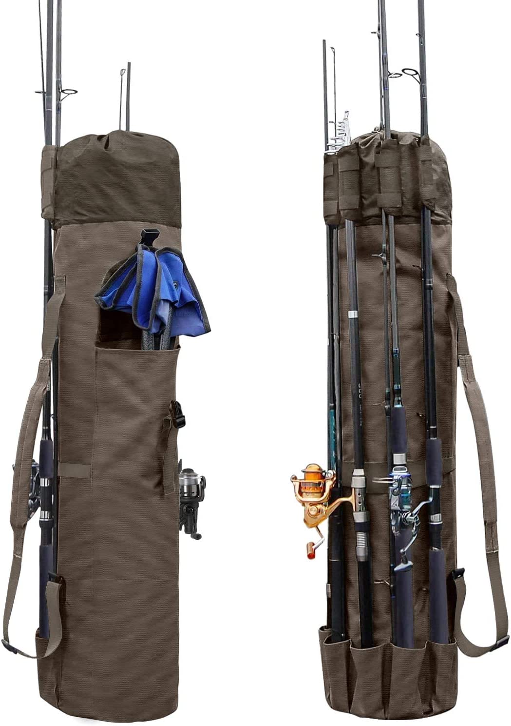卸し売り購入 Durable Canvas Fishing Rod & Reel Organizer Bag Travel Carry Case Bag-  Black 海外 即決